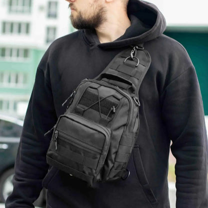 Качественная тактическая сумка, укрепленная мужская сумка рюкзак тактическая слинг. Цвет: черный