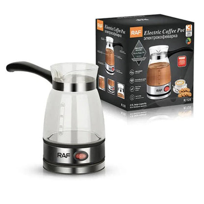Электрическая турка для кофе RAF R.125 Кофеварка со стеклянной чашей 500мл 600 Вт. Цвет: черный