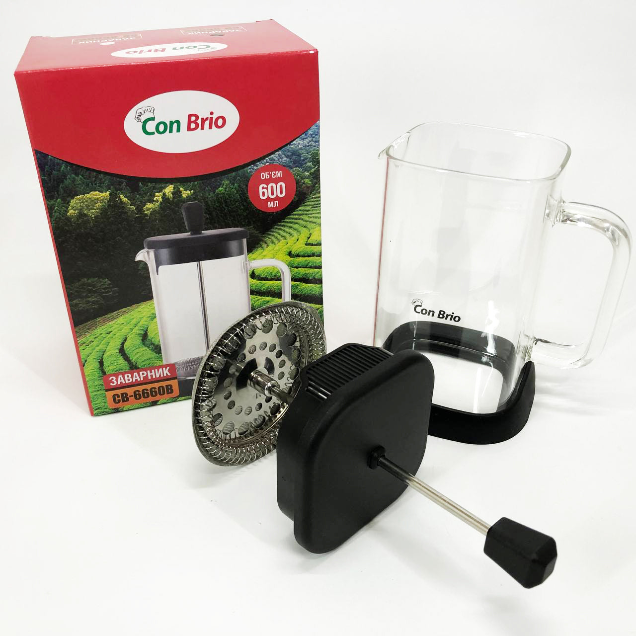 Френч-пресс Con Brio 600 мл CB-6660B, Френч-пресс для крепкого кофе, Многоразовый френч-пресс