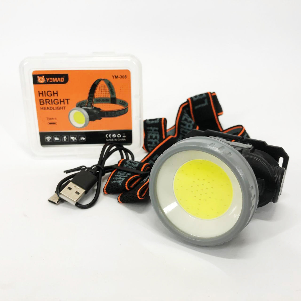 Фонарь налобный YM-308/208-COB(white+red), фонарик военный светодиодный налобный фонарик