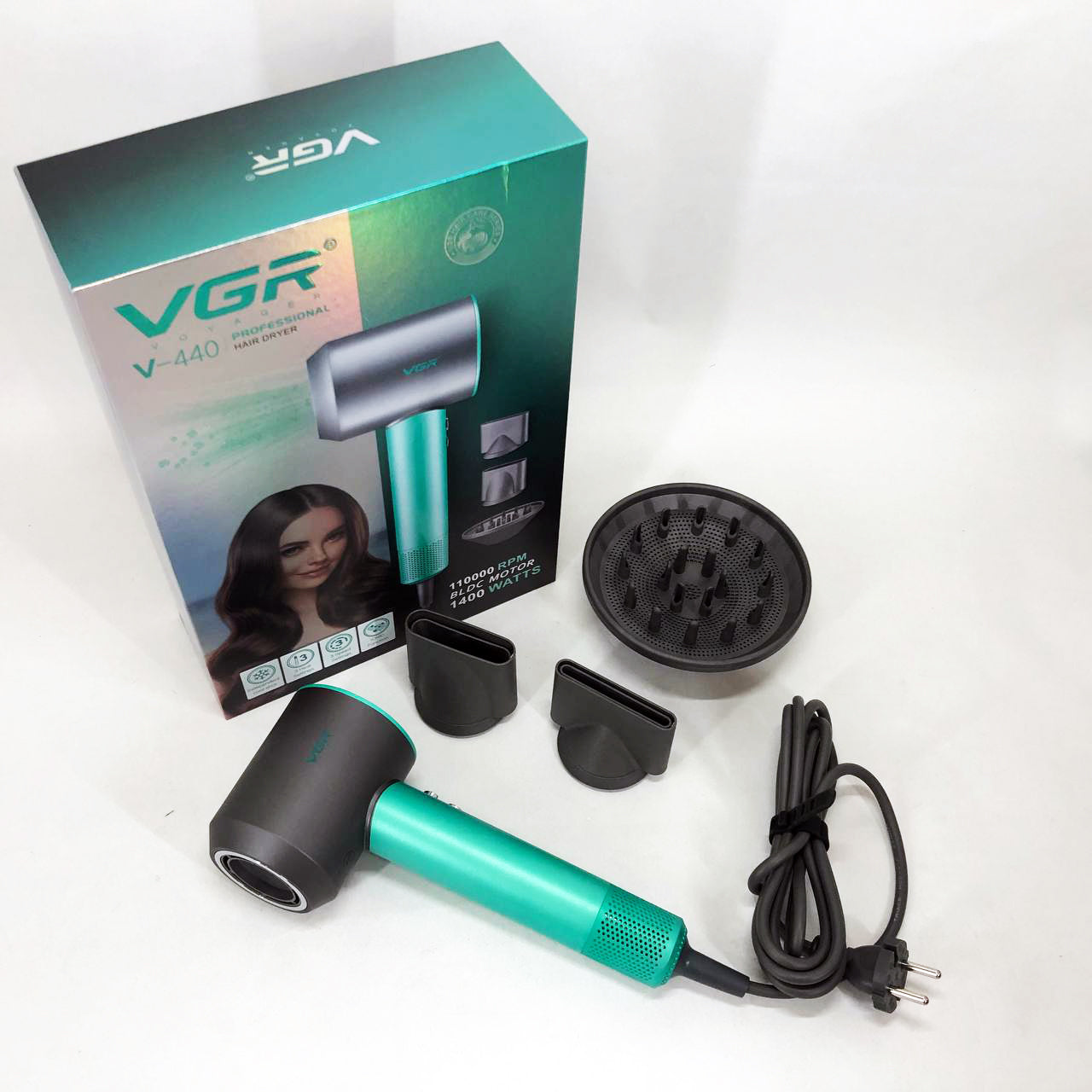 Фен професійний VGR V-440. Цвет: зеленый