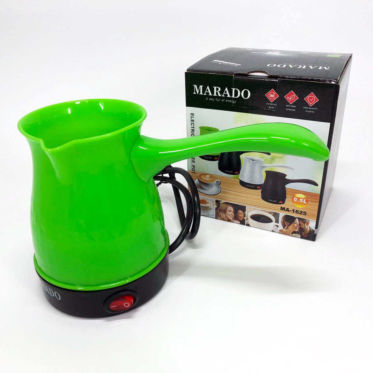 Электрическая турка с автоотключением при закипании для кофе Marado MA-1625. Цвет: зеленый