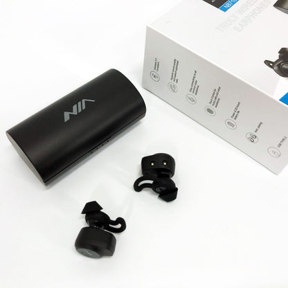 Наушники Bluetooth NIA NB710 с кейсом черные беспроводные, Наушники для тренировок сенсорные беспроводные
