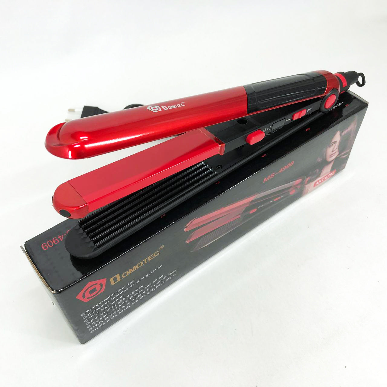 Плойка гофре 2 в 1 Domotec MS-4909, черно-красный, стайлер для завивки, стайлер для укладки