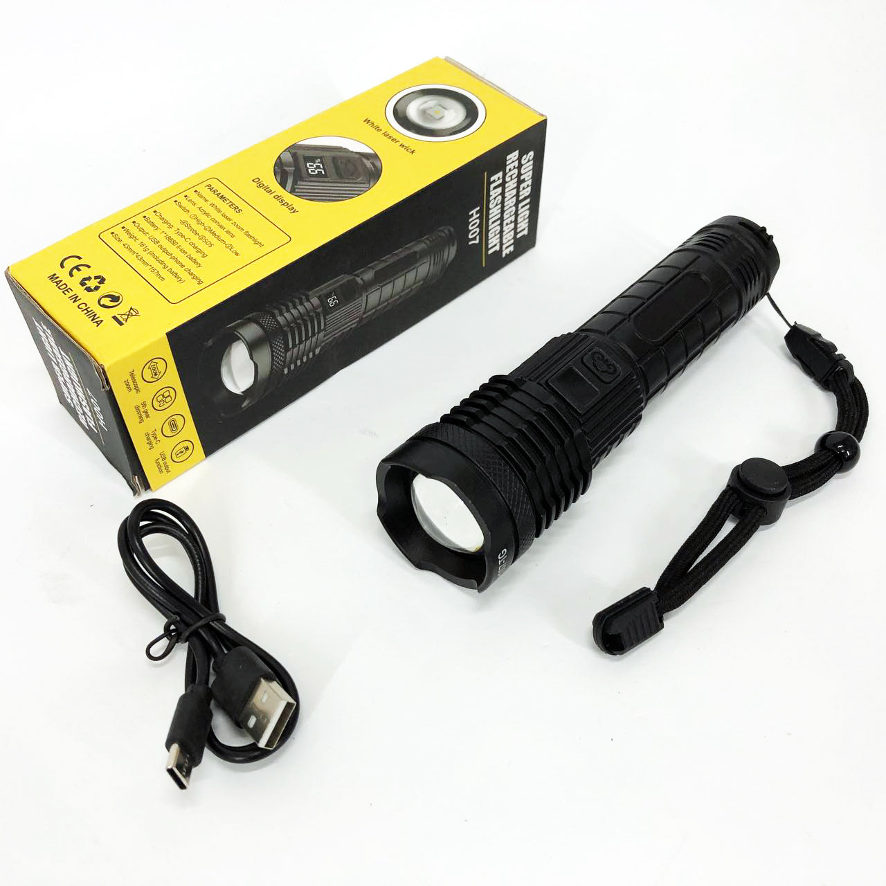 Фонарик PLD-H007 White Laser LED PM10-TG с встроенным аккумулятором PowerBank, Фонарик тактический ручной