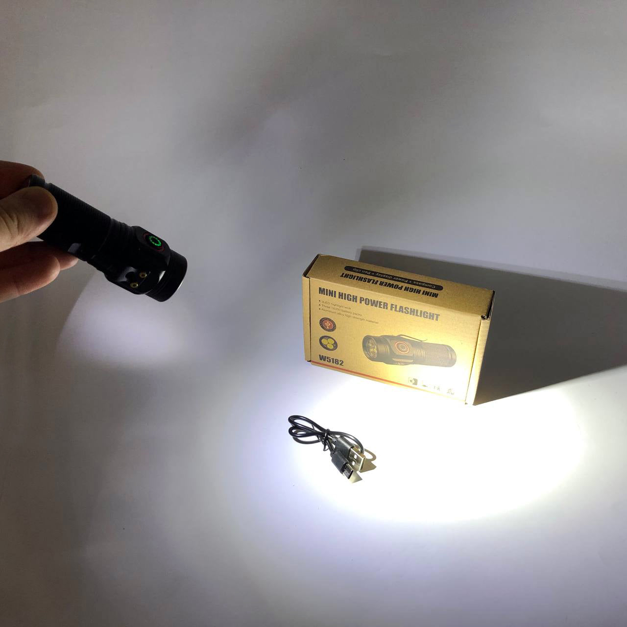 Фонарь PLD W5182-3XHP360, Ручной фонарик led, Водонепроницаемый фонар, Карманный фонарь с usb зарядкой