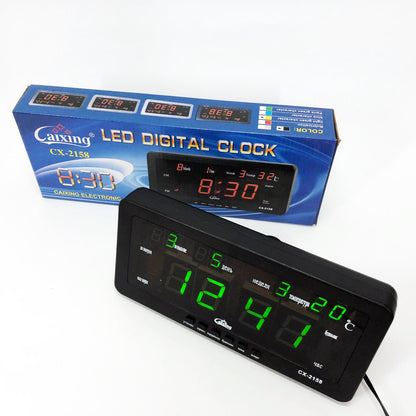 Часы настольные Caixing CX-2158 с зеленой подсветкой, Электронные настольные часы digital светящиеся