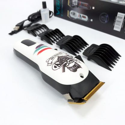 Машинка для стрижки волос и бороды профессиональная VGR V-699 B с насадками и LED дисплеем. Цвет: белый