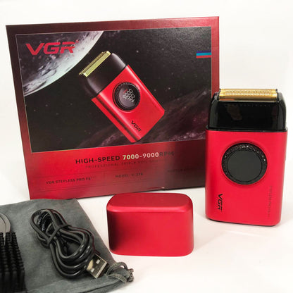 Электробритва VGR V-378 RED шейвер, двойное лезвие + триммер, регулировка мощности 7000-9000 RPM