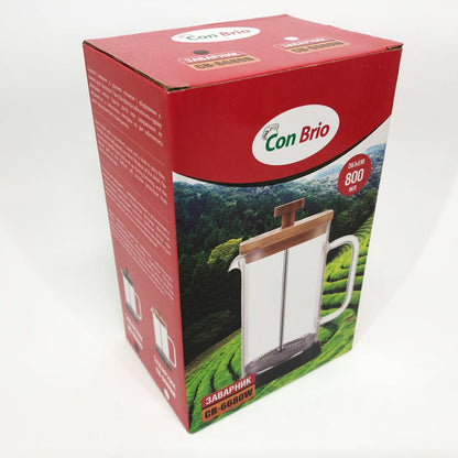 Френч-пресс Con Brio CB-6680В 800 мл, Заварювальний чайник для листового чаю, Френч-прес красивий