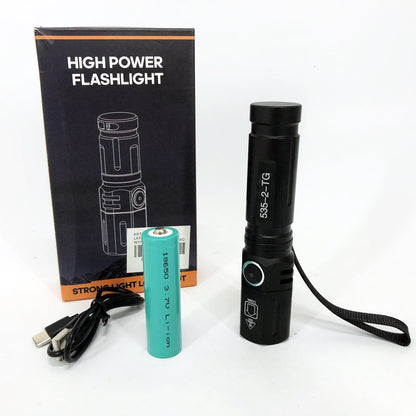 Фонарь ручной аккумуляторный PLD-535-2 с ремешком, Фонарик светодиодный для туриста, Сильный фонарик