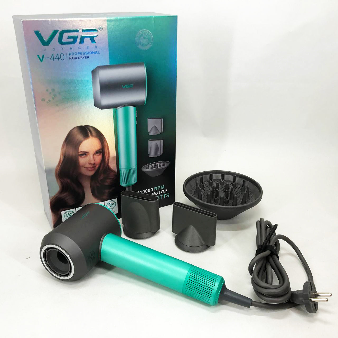 Фен професійний VGR V-440. Цвет: зеленый