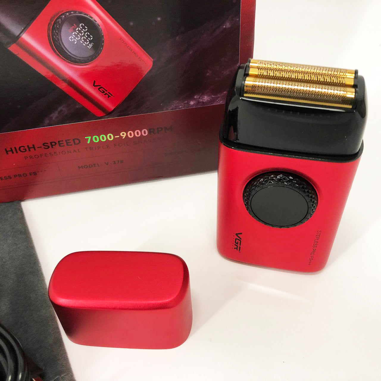 Электробритва VGR V-378 RED шейвер, двойное лезвие + триммер, регулировка мощности 7000-9000 RPM