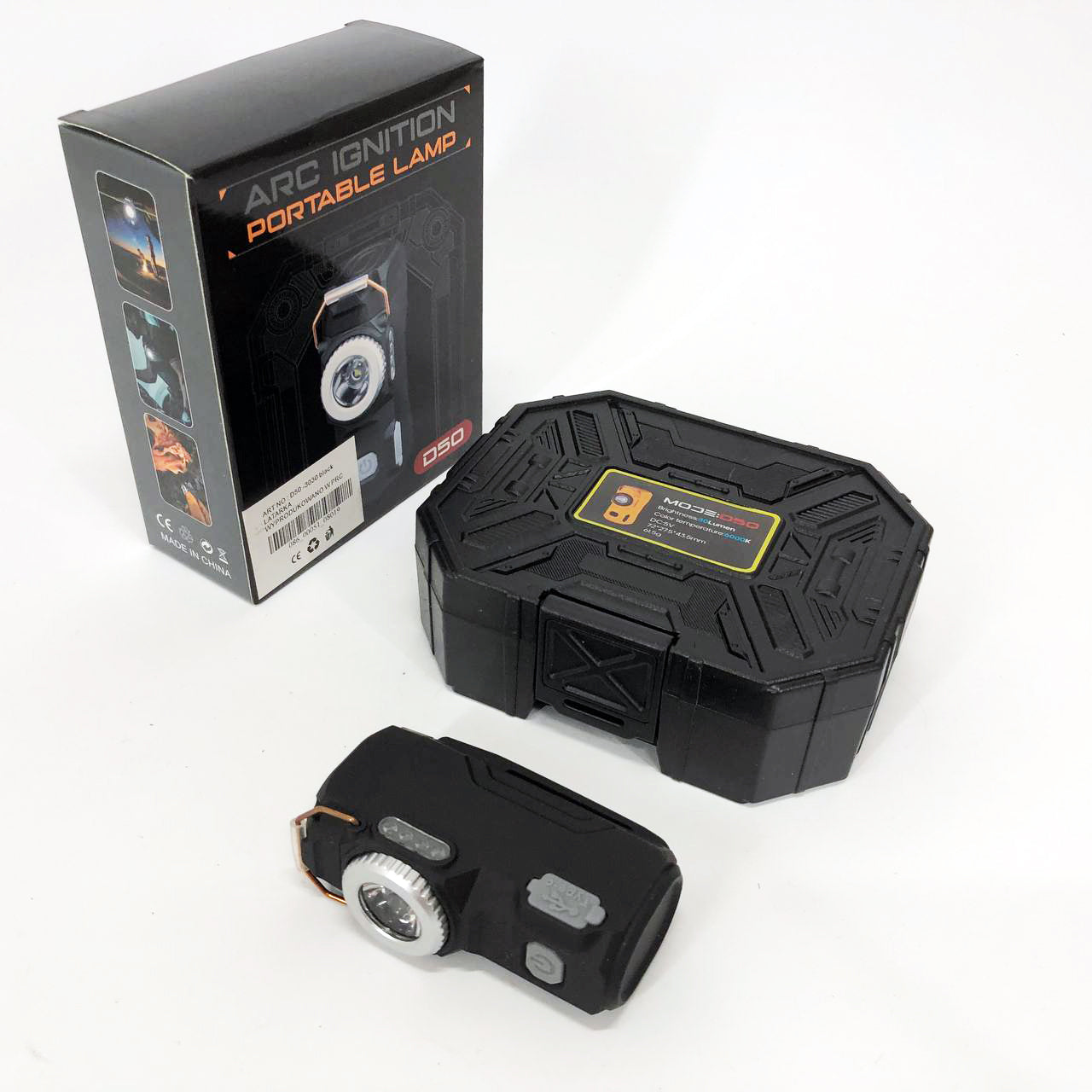 Багатофункціональний армійський ліхтар D50-SMD - індикація заряду, запальничка. Колір: чорний