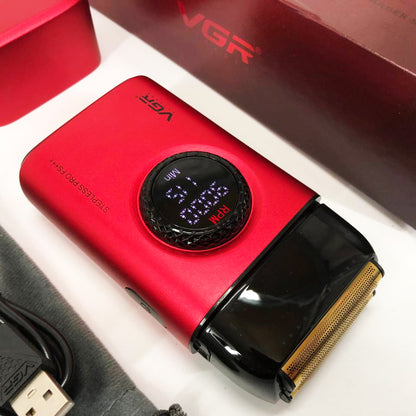 Электробритва VGR V-378 RED шейвер, двойное лезвие + триммер, регулировка мощности 7000-9000 RPM