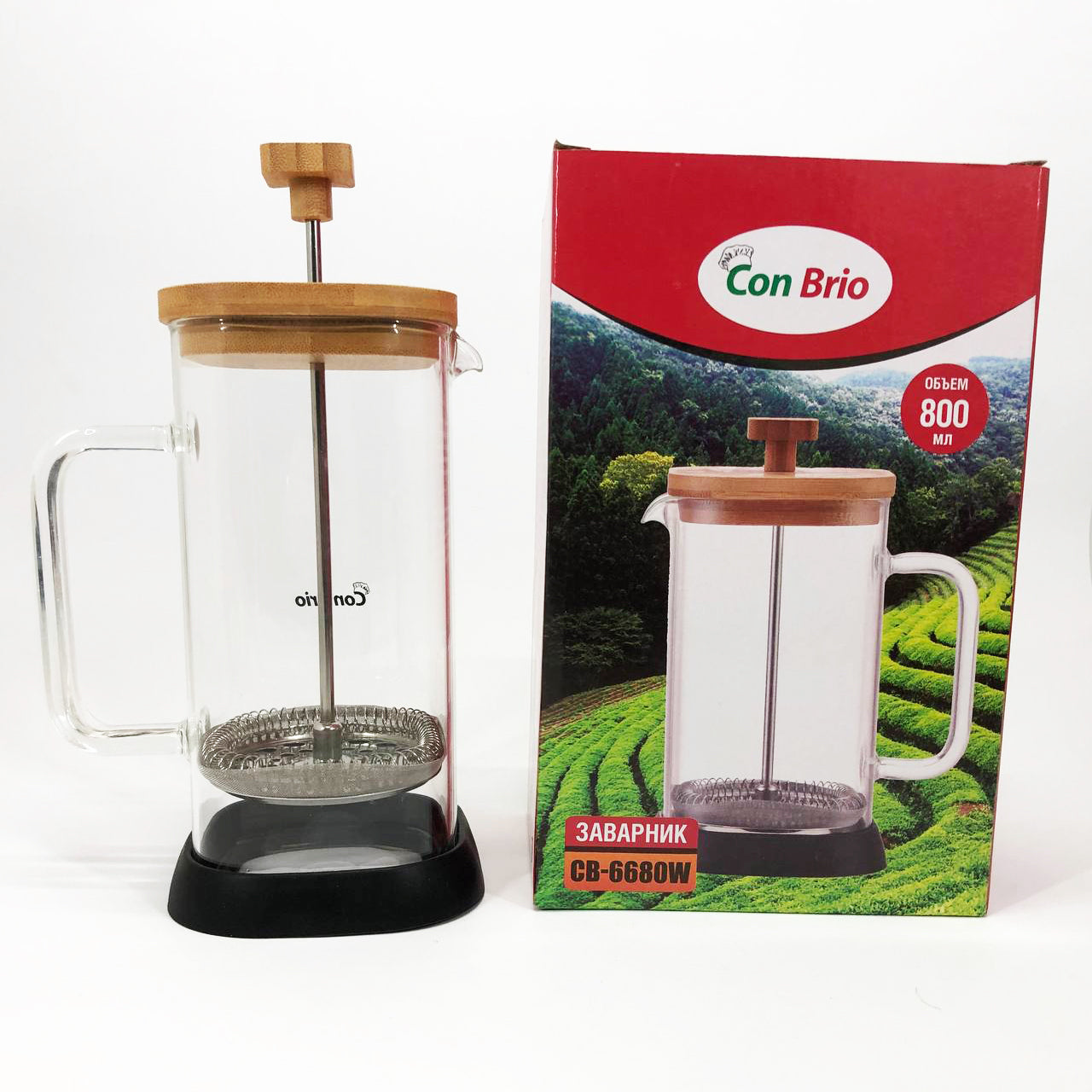 Френч-пресс Con Brio CB-6680W 800 мл, Френч-пресс с ручкой, Френч-пресс для кофе, Френч-пресс для чая