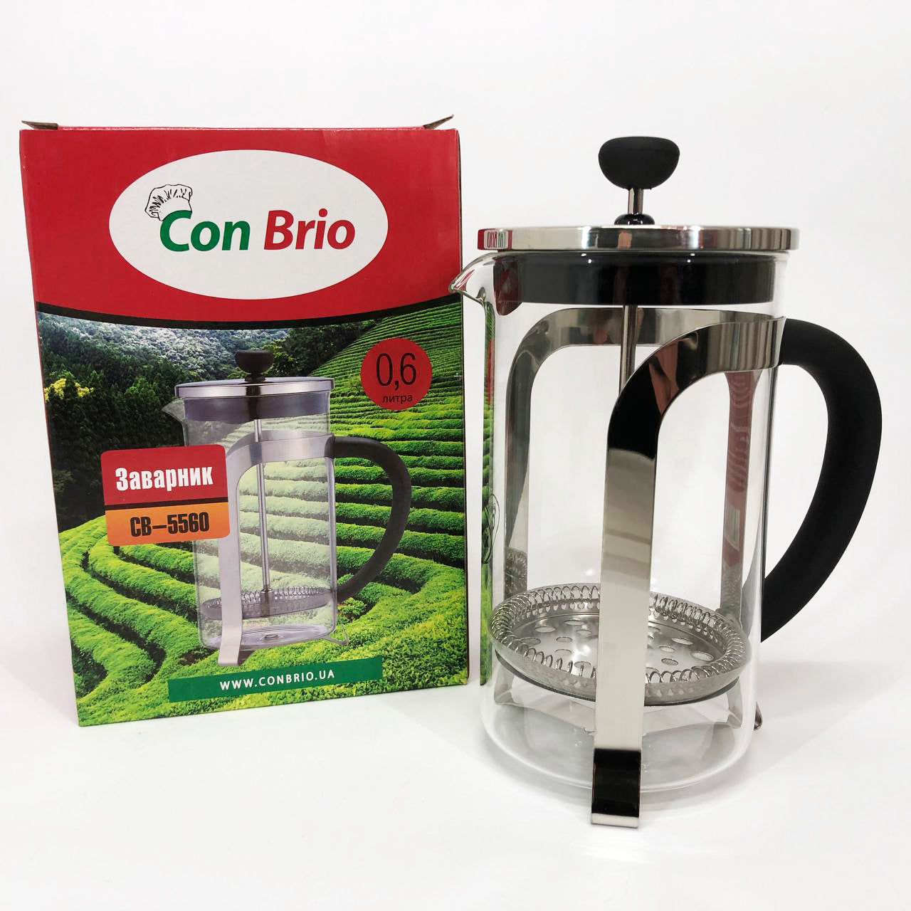 Френч-пресс Заварник для чая и кофе Con Brio CB-5560 600 мл, Чайник самовар стеклянный для заварки
