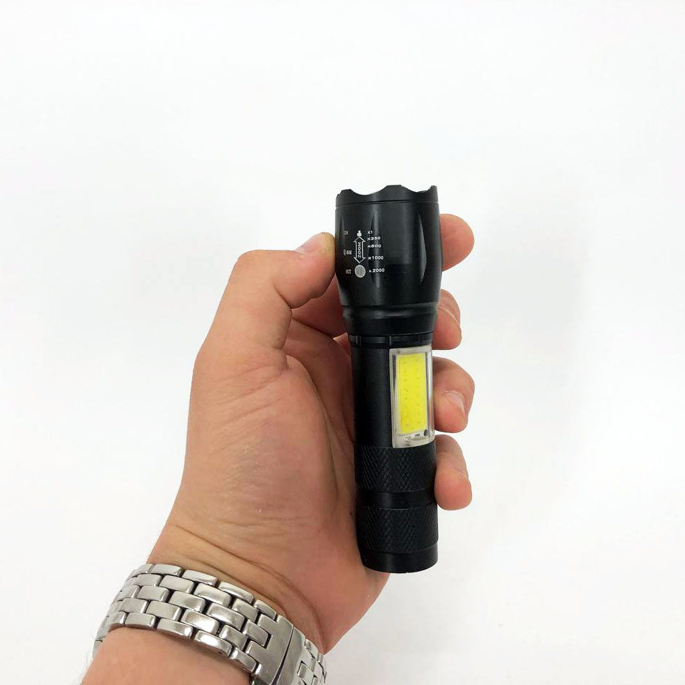 Фонарик аккумуляторный ручной Bailong BL-29 диод T6 + COB зарядка от USB, фонарик led, водонепроницаемый