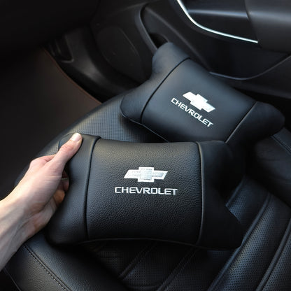 Автомобильные подушки Chevrolet из натуральной итальянской кожи + кожаный брелок в подарок