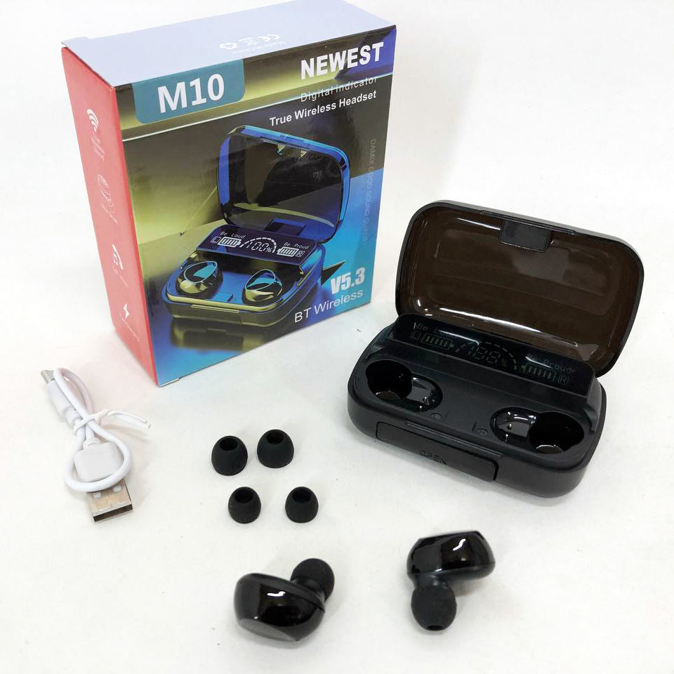 Беспроводные наушники M10 с микрофоном и док станцией-кейсом, беспроводные bluetooth наушники-гарнитура