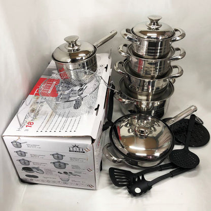 Набор посуды 18 предметов ASTRA A-2518, кастрюли из нержавейки, кастрюли с крышками, хорошие кастрюли