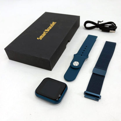 Smart Watch T80S, два браслета, температура тела, давление, оксиметр. Цвет: синий