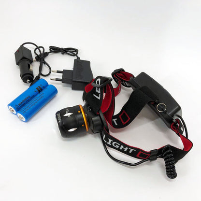 Фонарь налобный светодиодный водонепроницаемый с 2 аккумуляторами Bailong BL-T06B-P90, головной фонарик