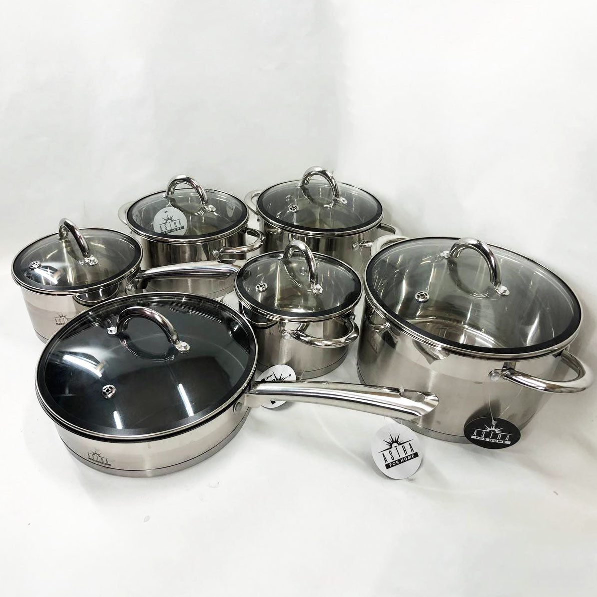 Набор посуды 12 предметов ASTRA A-2412, набор казанов, набор кастрюль из нержавеющей стали