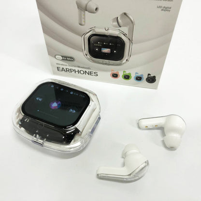 Беспроводные вакуумные наушники TWS с LED дисплеем, влагозащита IPx4 Bluetooth 5.4 с кейсом. Цвет: белый