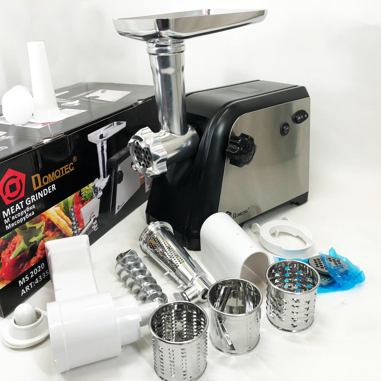 Электрическая мясорубка Domotec MS-2020 с насадкой для томатов и терками 2600 W