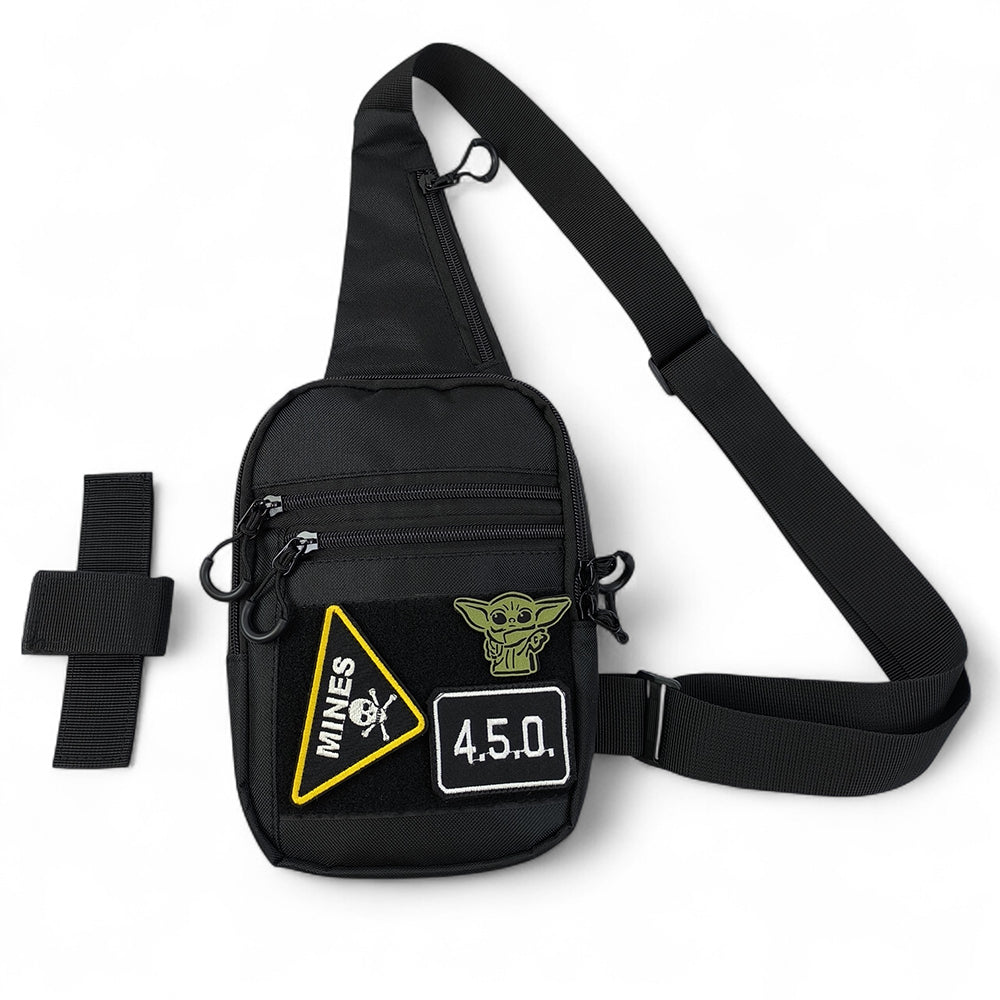 Тактична чоловіча сумка з кобурою Cordura 1000D – 6 кишень, чорна