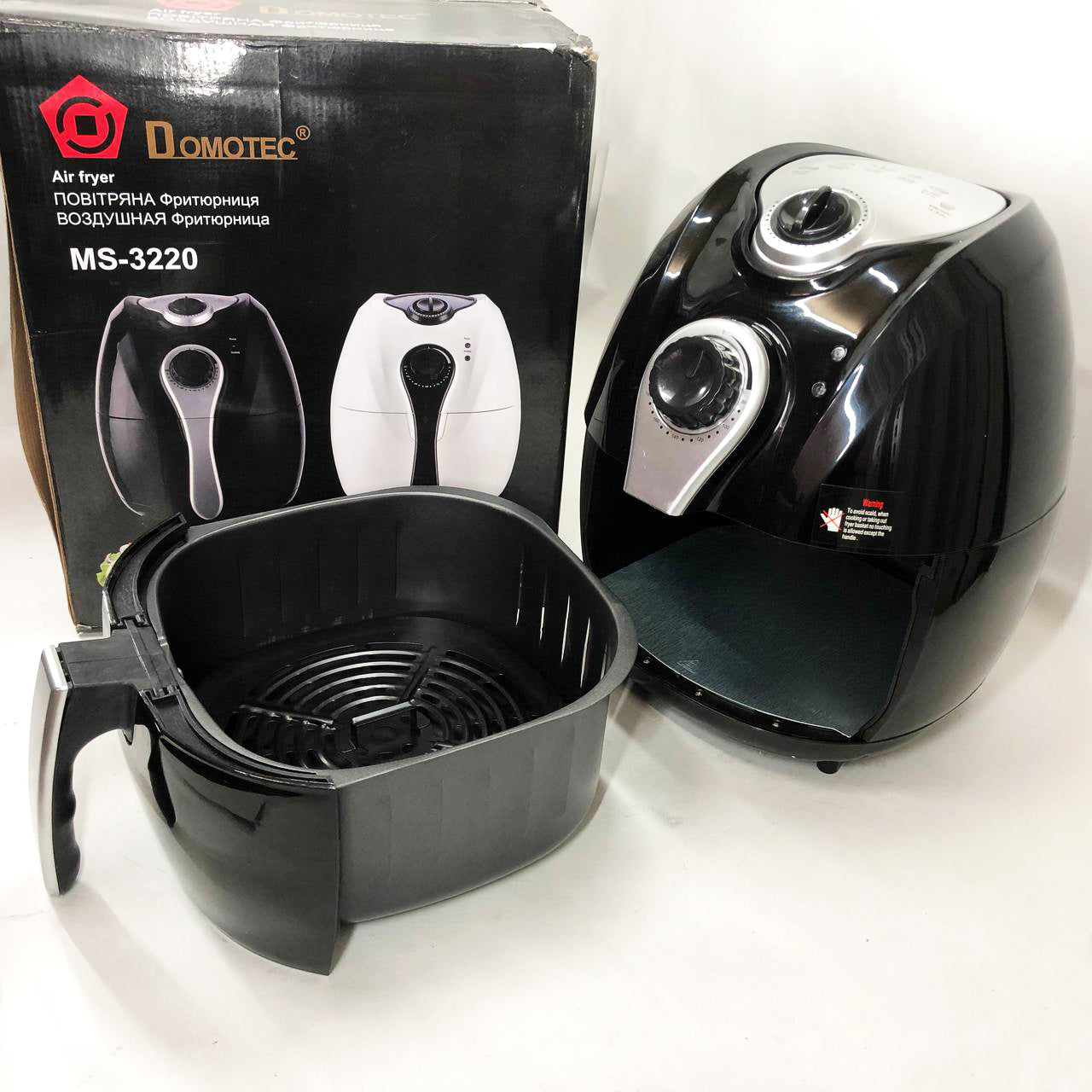 Аерофритниця Мультипіч Аерогриль Domotec MS-3220 1300 Вт 4,5 л Безмасляна з Таймером. Колір: чорний