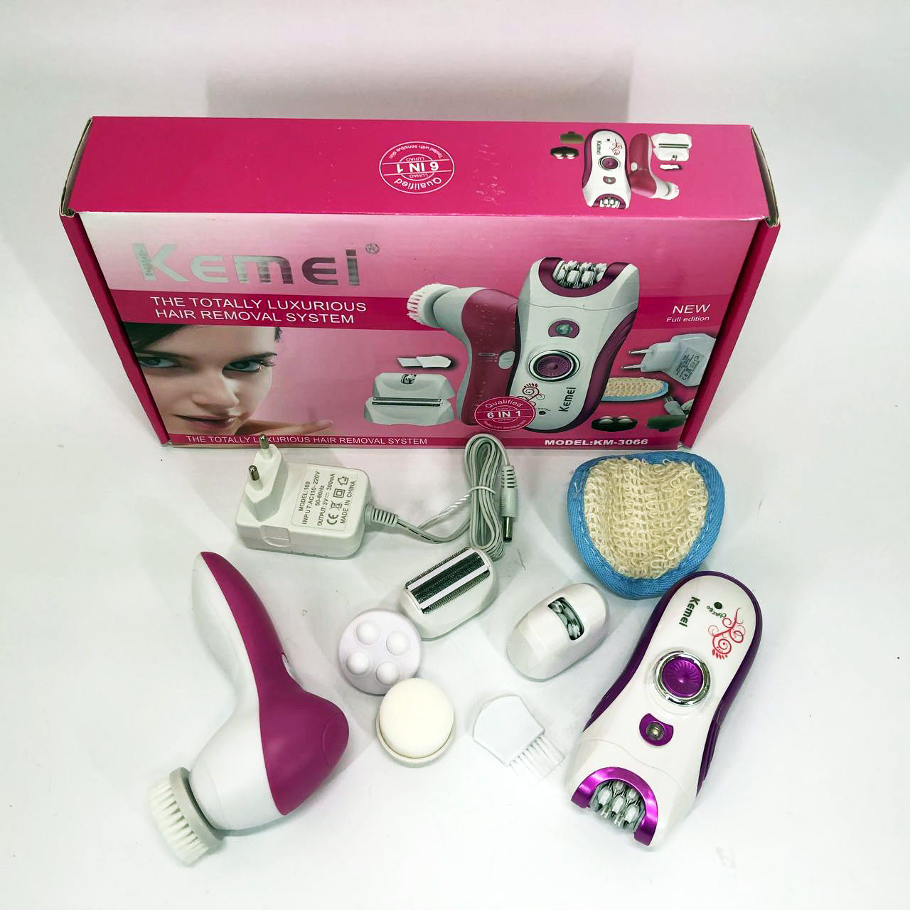 Эпилятор женский многофункциональный 6 в 1 пинцетный Kemei KM-3066 Х массажер уход за кожей 2 скорости