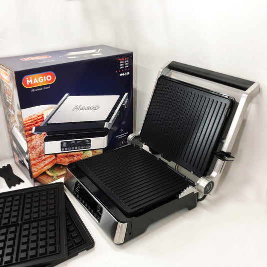 Гриль-барбекю электрический Magio MG-356, Настольный гриль для гамбургеров Прижимная электробутербродница