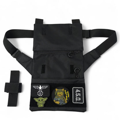 Сумка мессенджер С КОБУРОЙ. Тактическая сумка из ткани, 3 кармана, патч-панель, Cordura