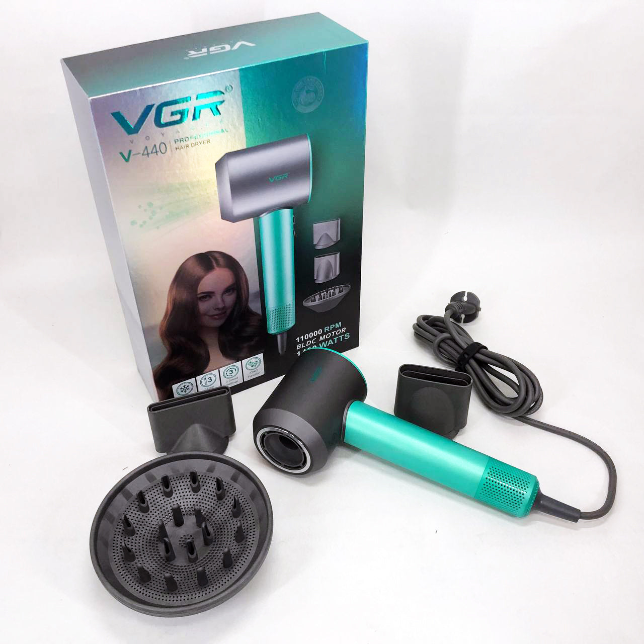 Фен професійний VGR V-440. Цвет: зеленый