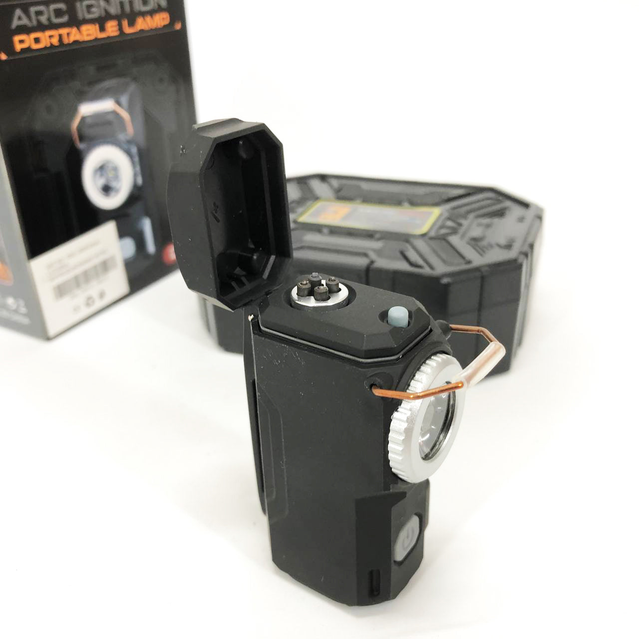 Багатофункціональний армійський ліхтар D50-SMD - індикація заряду, запальничка. Колір: чорний