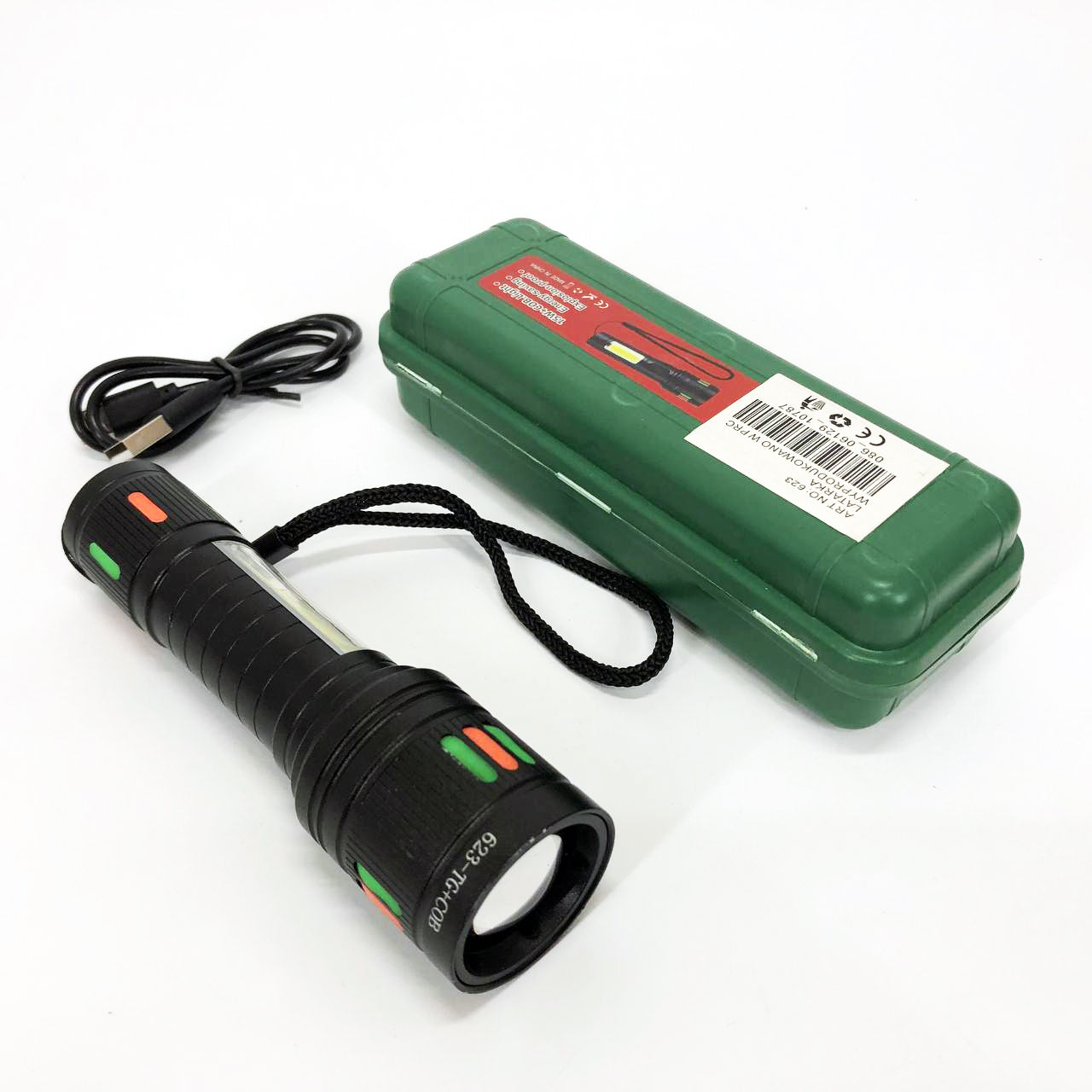 Фонарик 623-TG+COB, Переносной ручной мощный фонарь, Портативный светодиодный фонарь с зарядкой