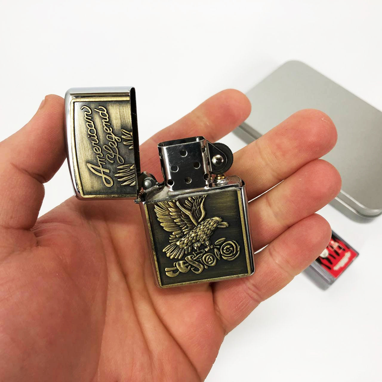 Зажигалка бензиновая в подарочной коробке N12, подарочные прикольные зажигалки, подарок зажигалка парню