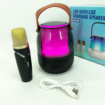 Портативная колонка XM-A68 с RGB подсветкой и микрофоном, Bluetooth микрофон для караоке