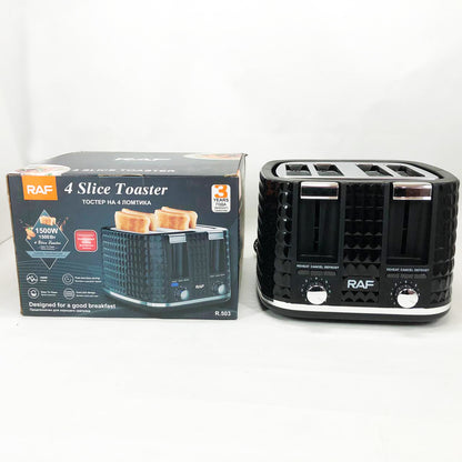 Тостер RAF R.503, 1500 Вт, 4 тоста, 6 уровней поджаривания, функции размораживания и подогрева