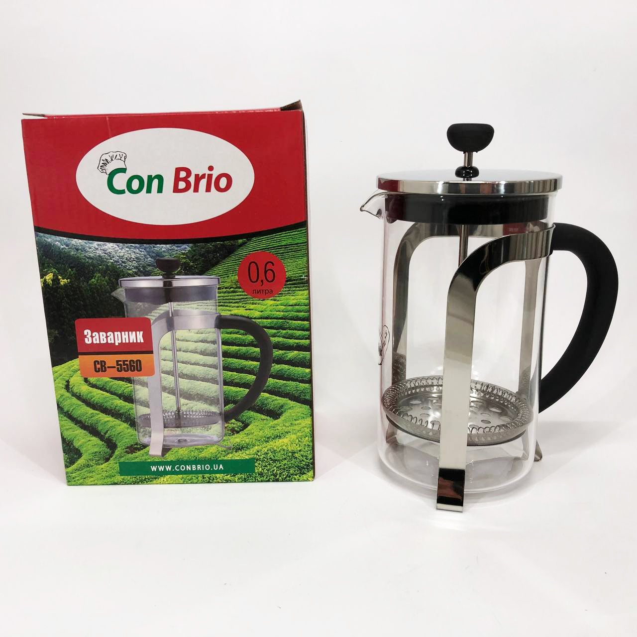 Френч-пресс Заварник для чая и кофе Con Brio CB-5560 600 мл, Чайник самовар стеклянный для заварки