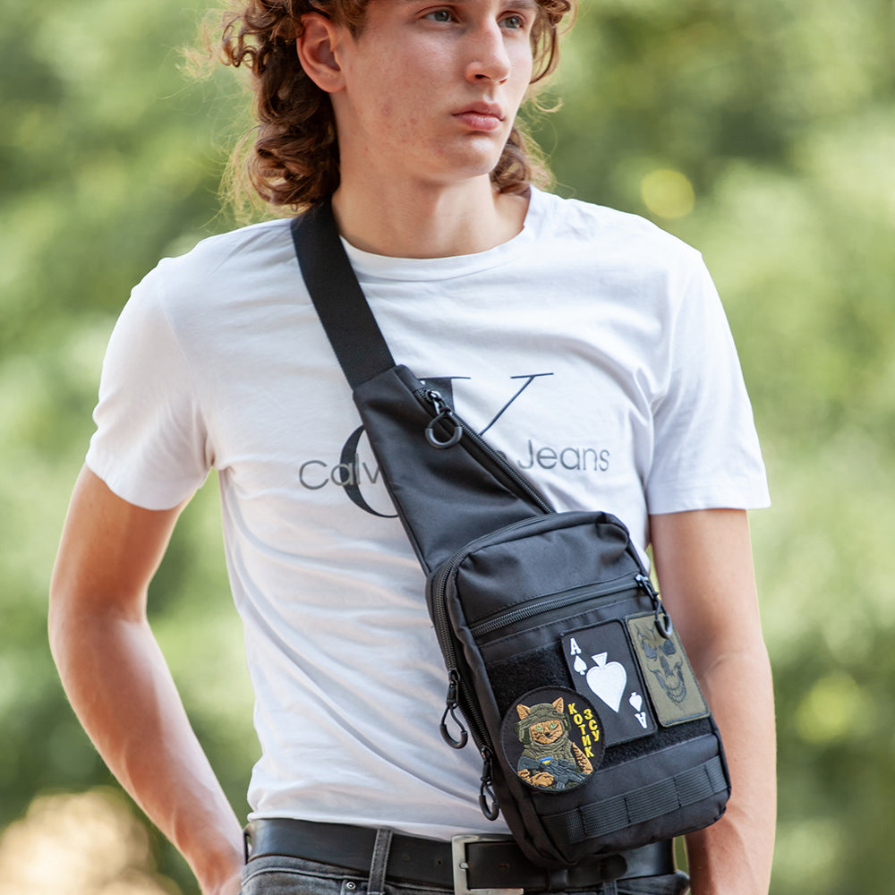 Тактична сумка на плече із кобурою, система MOLLE, патч-панель, Cordura