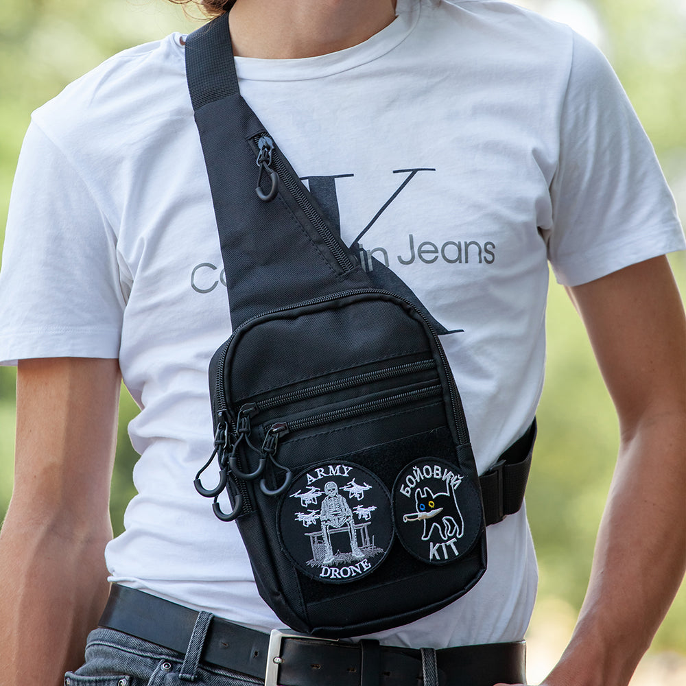 Тактична чоловіча сумка з кобурою Cordura 1000D – 6 кишень, чорна