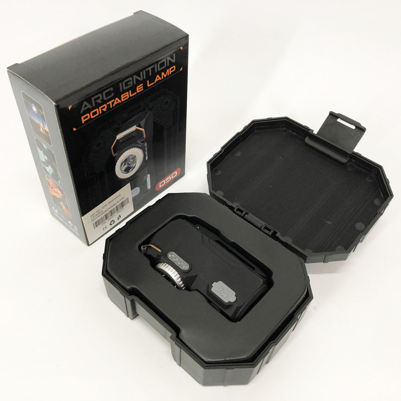 Багатофункціональний армійський ліхтар D50-SMD - індикація заряду, запальничка. Колір: чорний