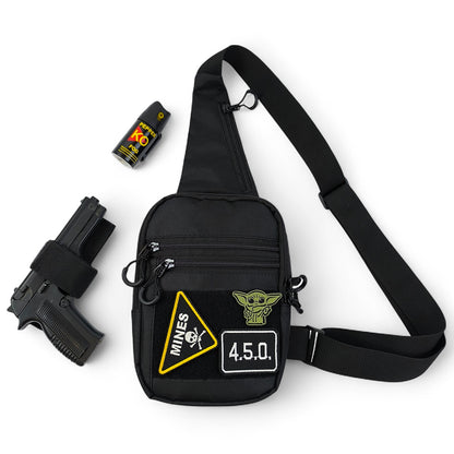 Тактична чоловіча сумка з кобурою Cordura 1000D – 6 кишень, чорна