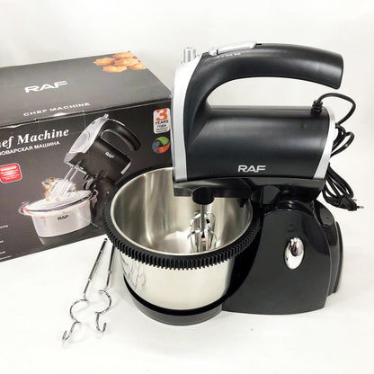 Миксер кухонный ручной RAF R.6662 с подставкой и вращающейся чашей на 3 л 5 скоростей 1000 Вт