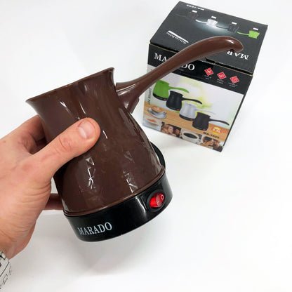 Электрическая турка для кофе Marado MA-1625, Бытовая турка, Бюджетная турка. Цвет: коричневый