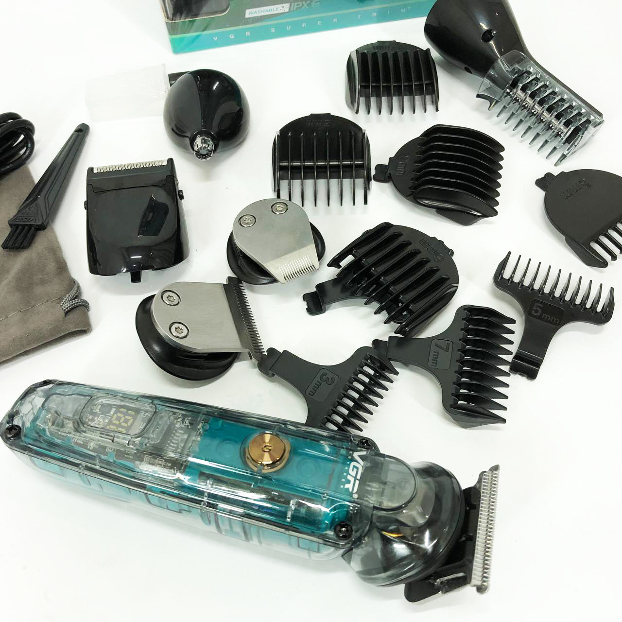 Машинка для стрижки волос, носа, бороды, бритва VGR V-102 5в1 беспроводной триммер с дисплеем