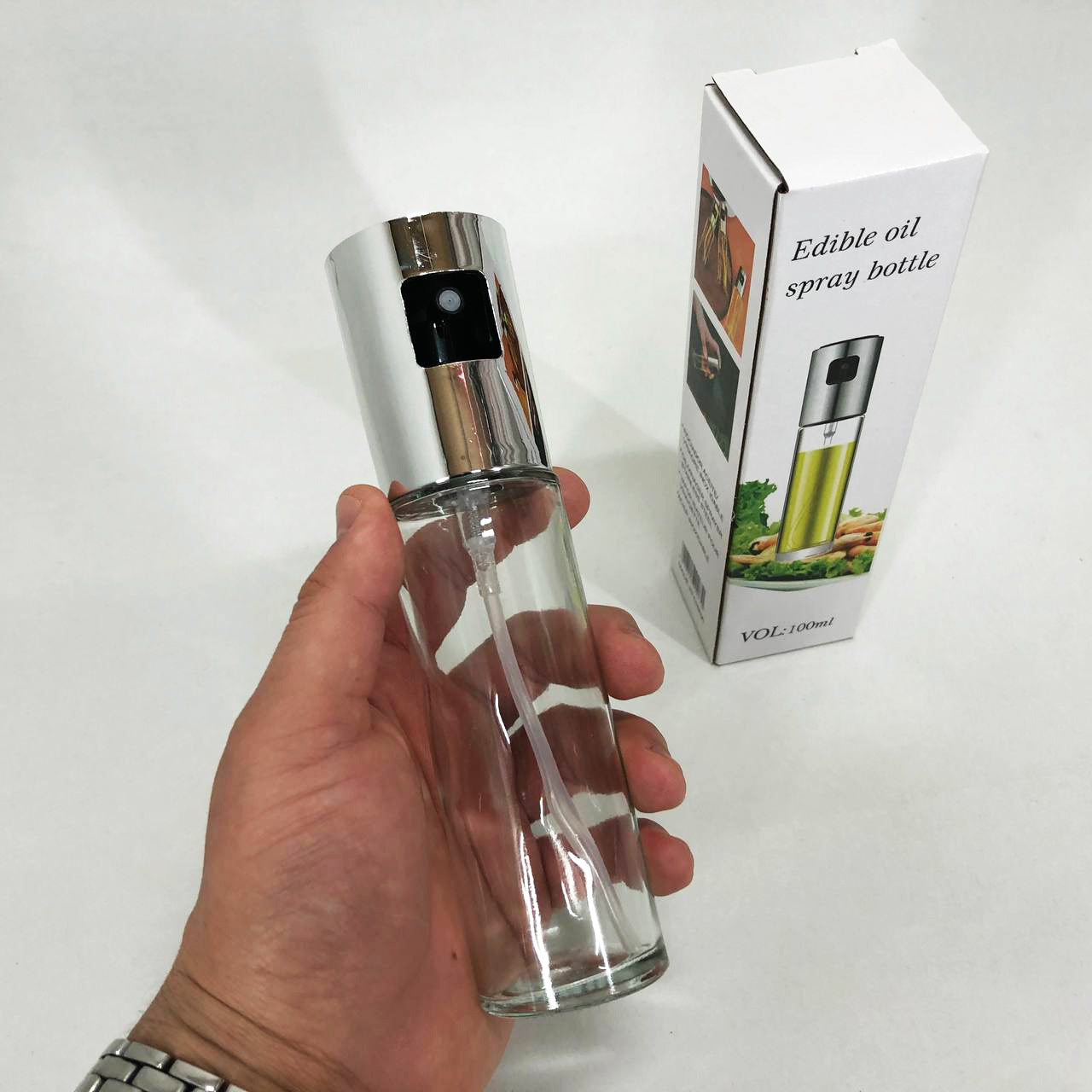 Бутылочка со спреем для пищевых жидкостей (масло, уксус) 100мл, Емкость для подсолнечного масла